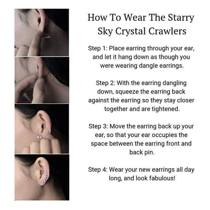 Starry Sky Crystal Crawler Earrings - elliesage