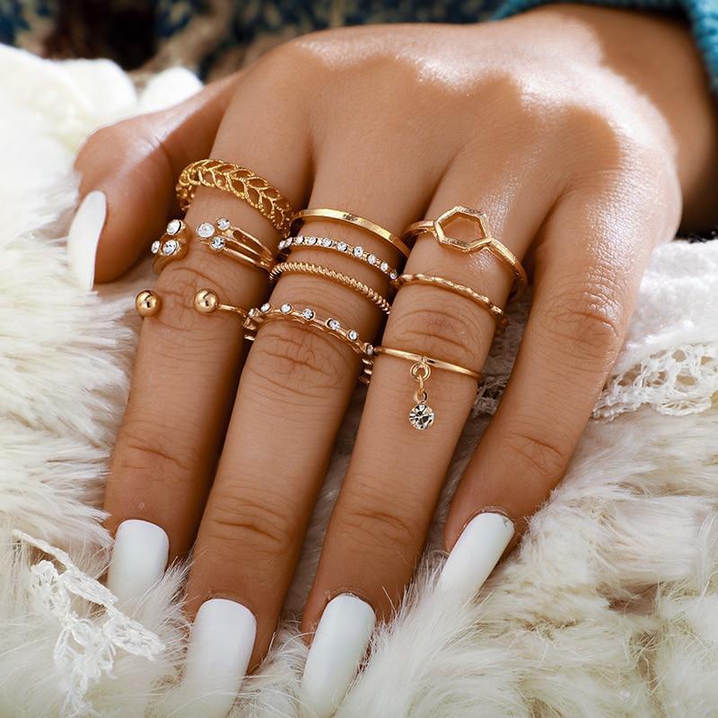 Pursue Your Daydreams Crystal Ring Set Ring Ellie Sage Gold 